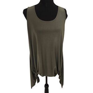 Pretty Woman Sleeveless Asymmetrical Lightweight Tank Top Avocado Green Medium